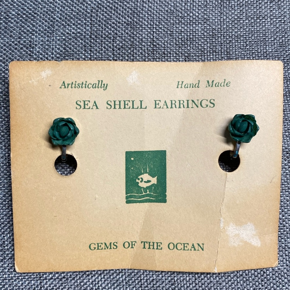 Vintage Seashell Rose Earrings